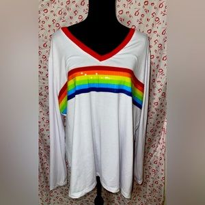 RUE21 NWT Rainbow Sequin Long-sleeved Top Plus Sized
